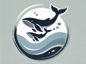 DALL·E 2024-11-21 15.33.42 - A refined logo combining the Zen-inspired brushstroke elements from the provided Zen whale design with the sleek, circular composition of two whales f