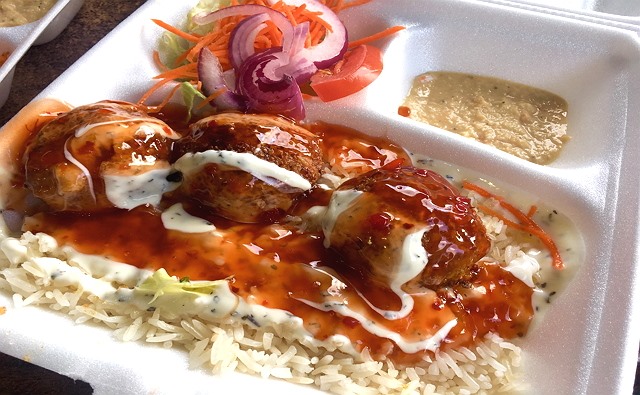 Falafel on rice